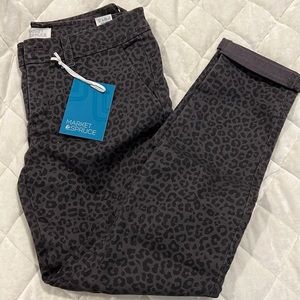 market and spruce black cheetah print  womens pants